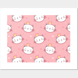 cute princess cats pattern Posters and Art